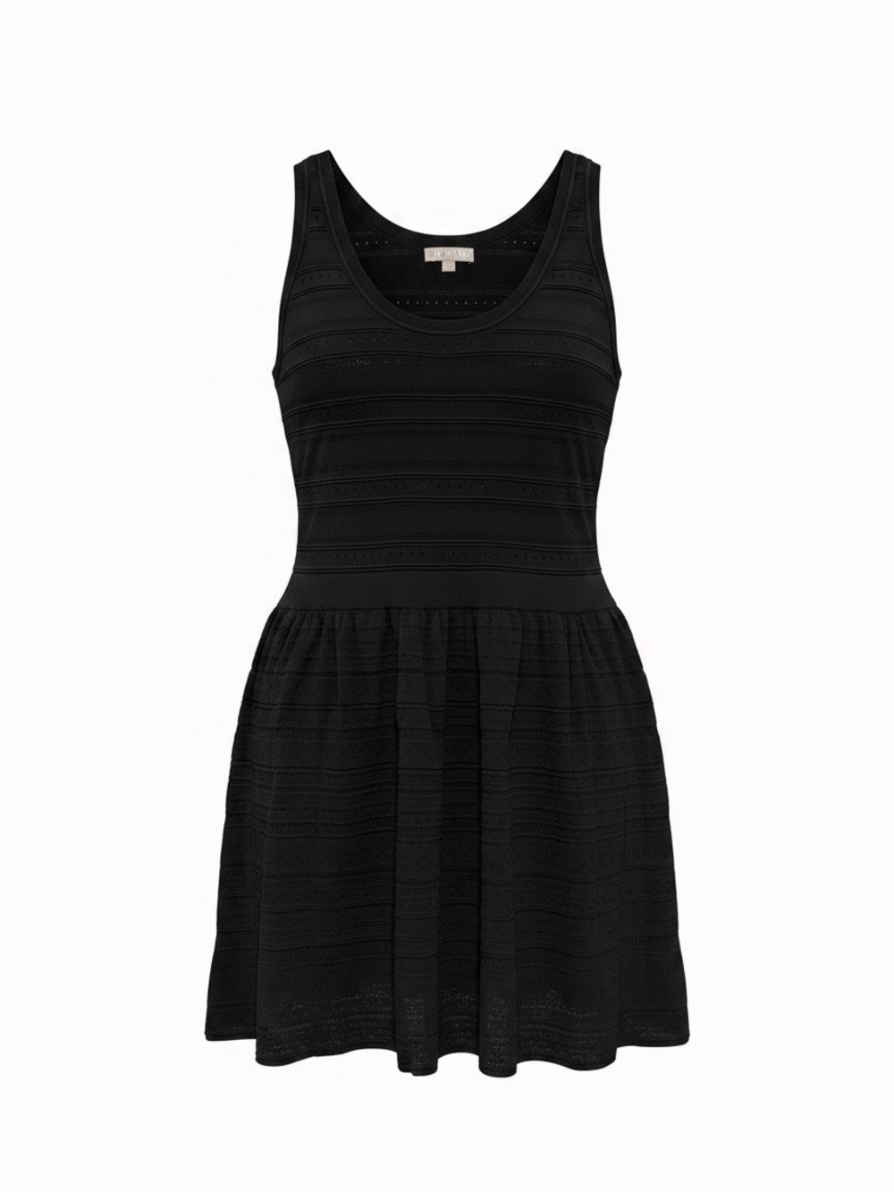 J. Crew Black Sleeveless Textured Knit Midi Dress